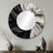 Philmore Black White Marbled Dreamscape IV - Geometric Decorative Wall Mirror, Black Large Round Mirror, Printed Metal Art-518736878