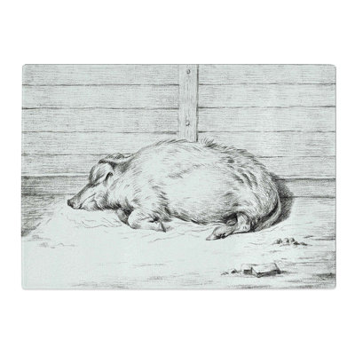 Tempered Glass a Sleeping Pig Chopping Board