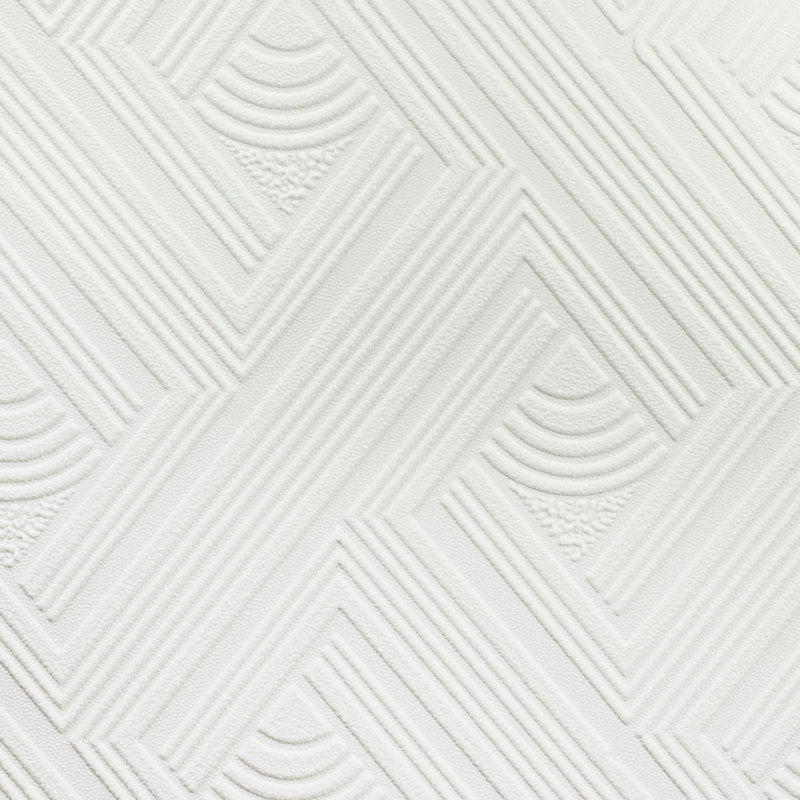 Superfresco Paintable Geometric White Durable Heavy Duty 10m x 52cm Matte Wallpaper Roll