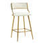 Ensemble de 2 tabourets de bar en velours côtelé beige, hauteur du comptoir, avec base et repose-pieds dorés, 66 cm (26 pouces), style moderne pour îlot de cuisine.