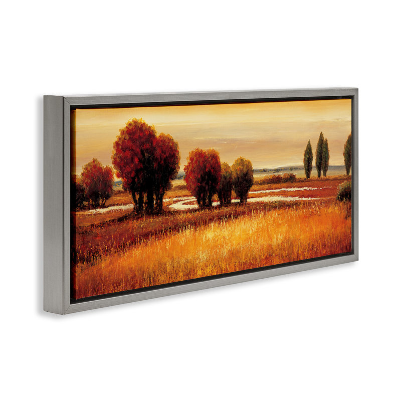 Cadre flottant Golden Reflections Landscape, design par Gregory Williams, Cadre flottant gris lustré, H 11 po x l 25 po