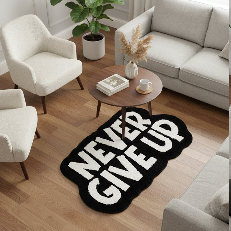 Tapis 100% coton touffeté à la main antidérapant à motif abstrait "Never donner"