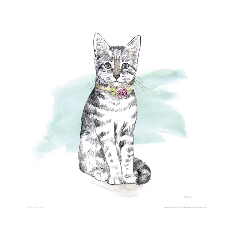 Fancy Cats Watercolor I by Beth Grove - Wrapped Canvas Painting, 30.48 cm H x 30.48 cm W