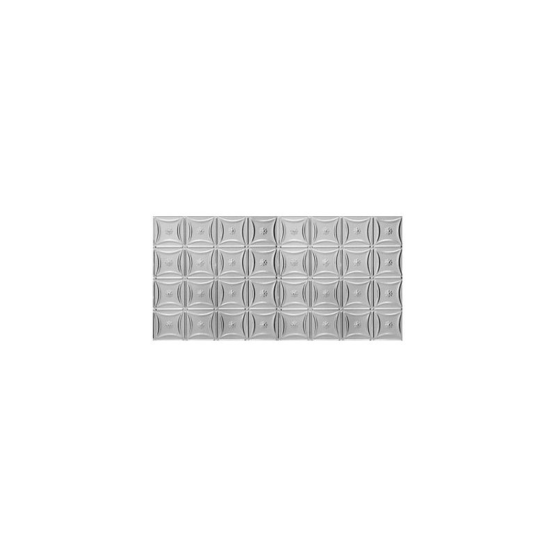Carreau de plafond en étain collé de 2,04 pi x 4,04 pi de couleur argent brillant