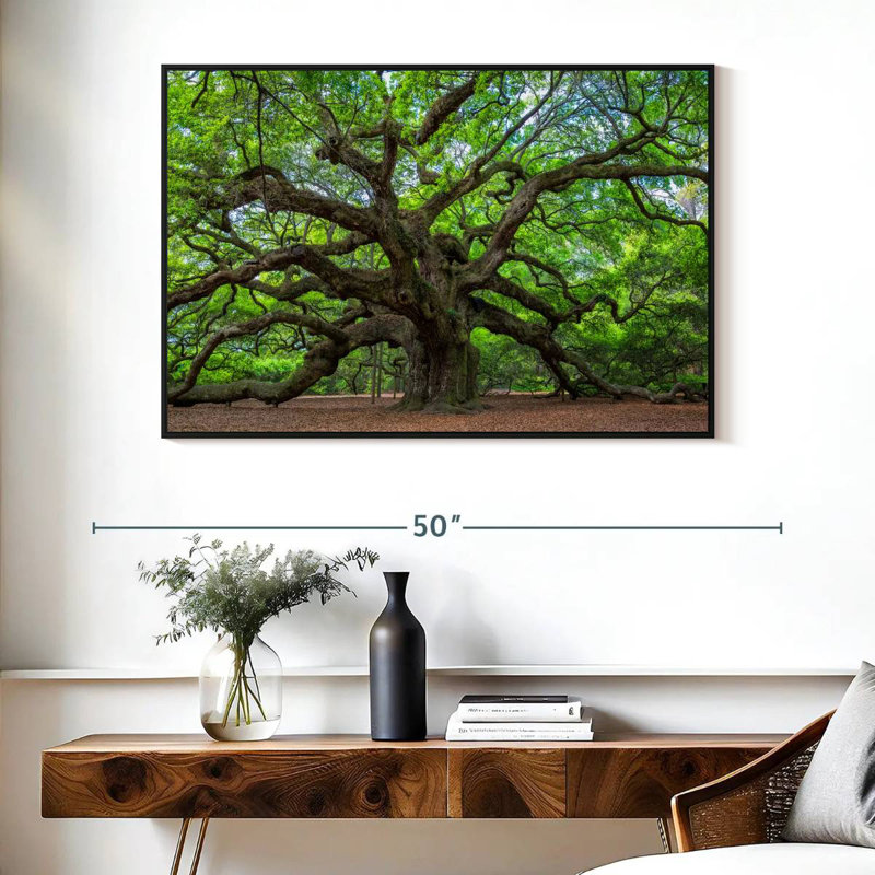Vieux chêne, Cadre flottant noir, 40 po x 27 po