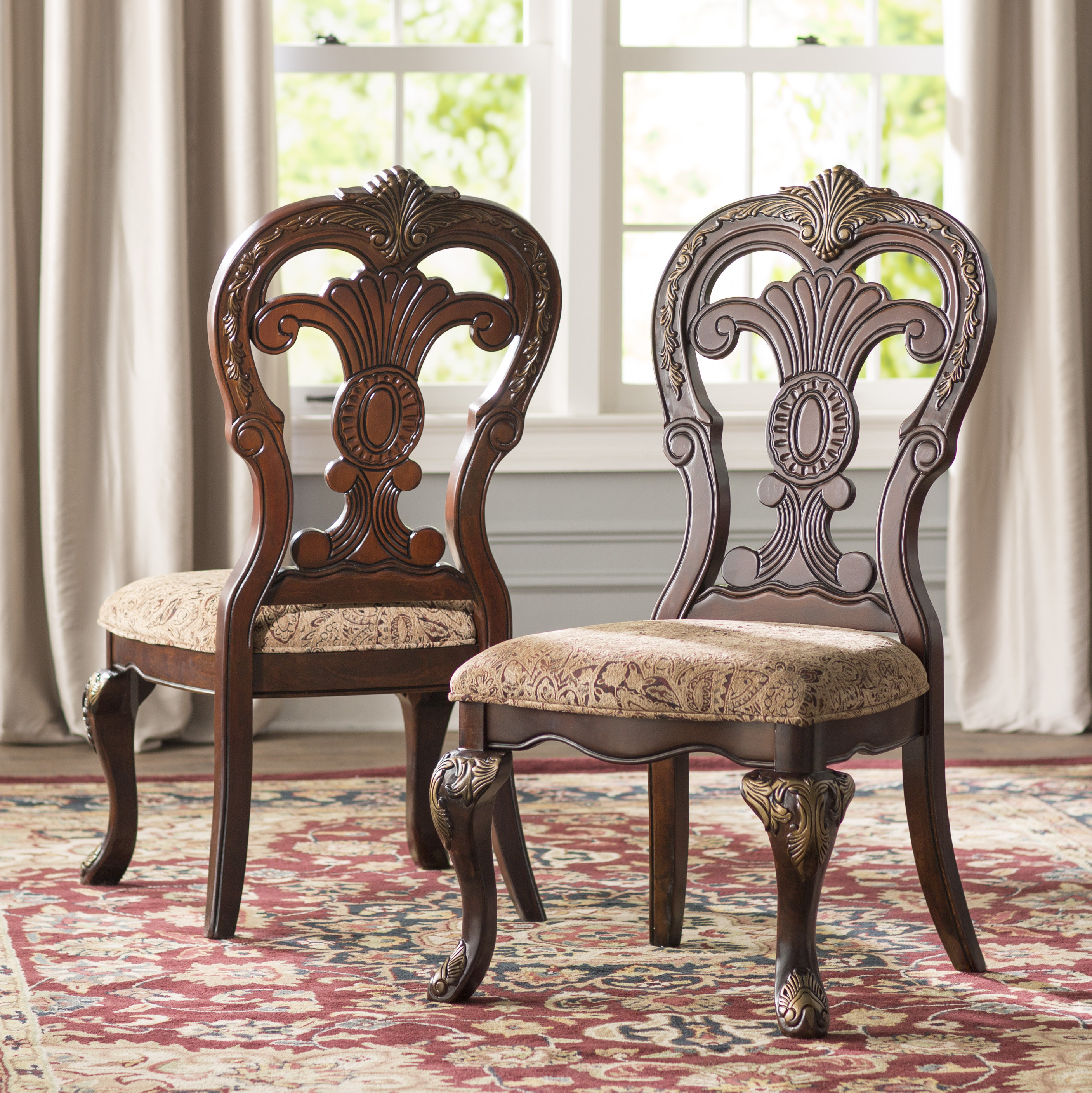 Furniture Queen Anne Nursing Chair Lark Manor™ Ceja Queen Anne Back Side  Chair Reviews Wayfair, image size:2813x2814