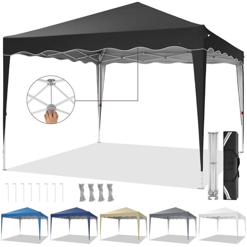 3x3m Waterproof Stable Winterproof Folding Canopy, Black
