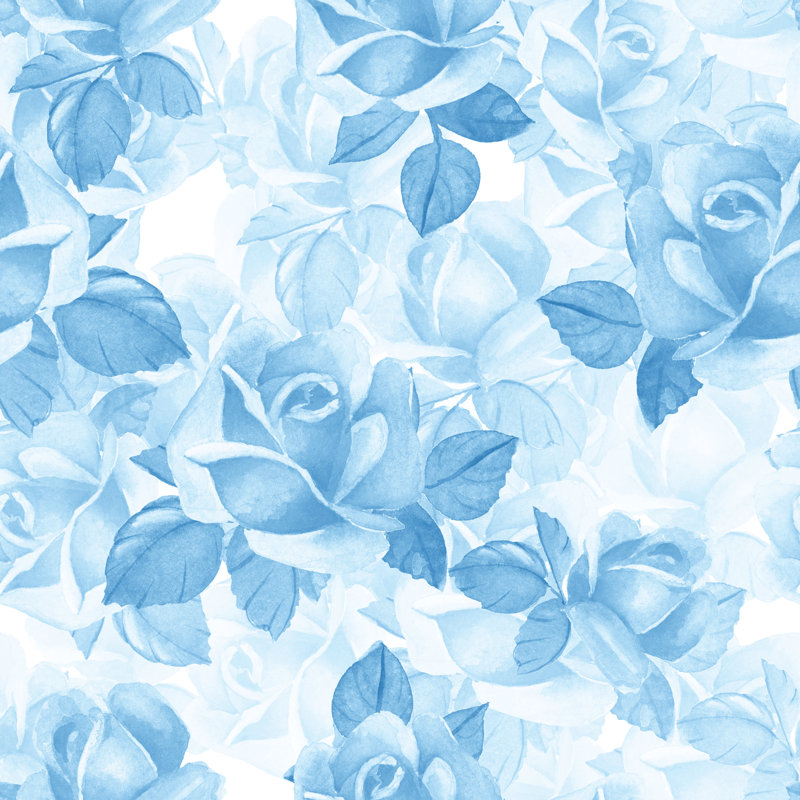 Motif floral bleu Doner par Ogri, H 36 po x l 36 po