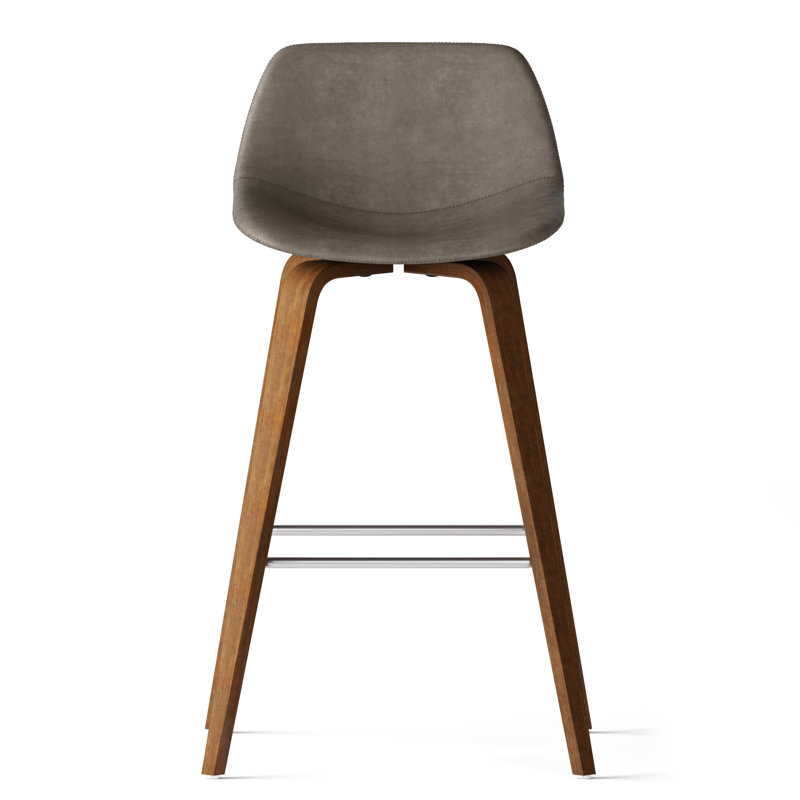 Randolph Upholstered Bentwood Mid-Century Modern Bar & Counter Stool with Chrome Footrest (Set of 2)
