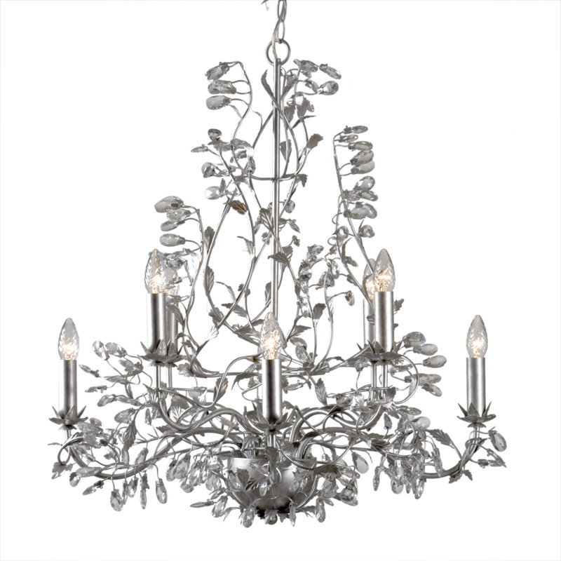 Clemmons 8 - Light Candle Style Chandelier, Brushed Silver