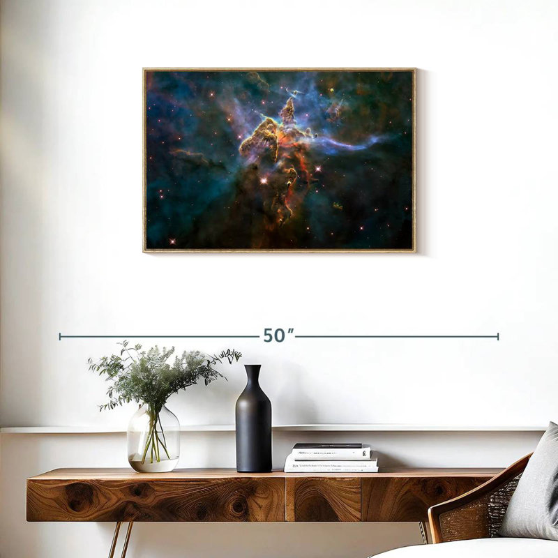 Carina Nebula Mystic Mountain, Cadre flottant en bois naturel, 31 po x 21 po