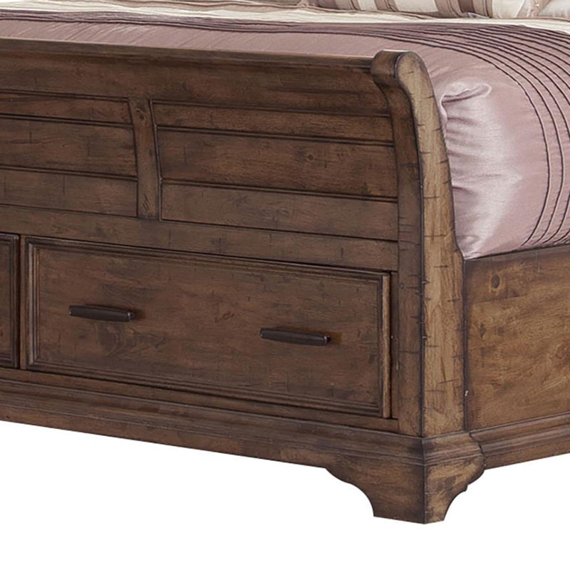Lit-bateau grand avec rangement en bois Bourbon