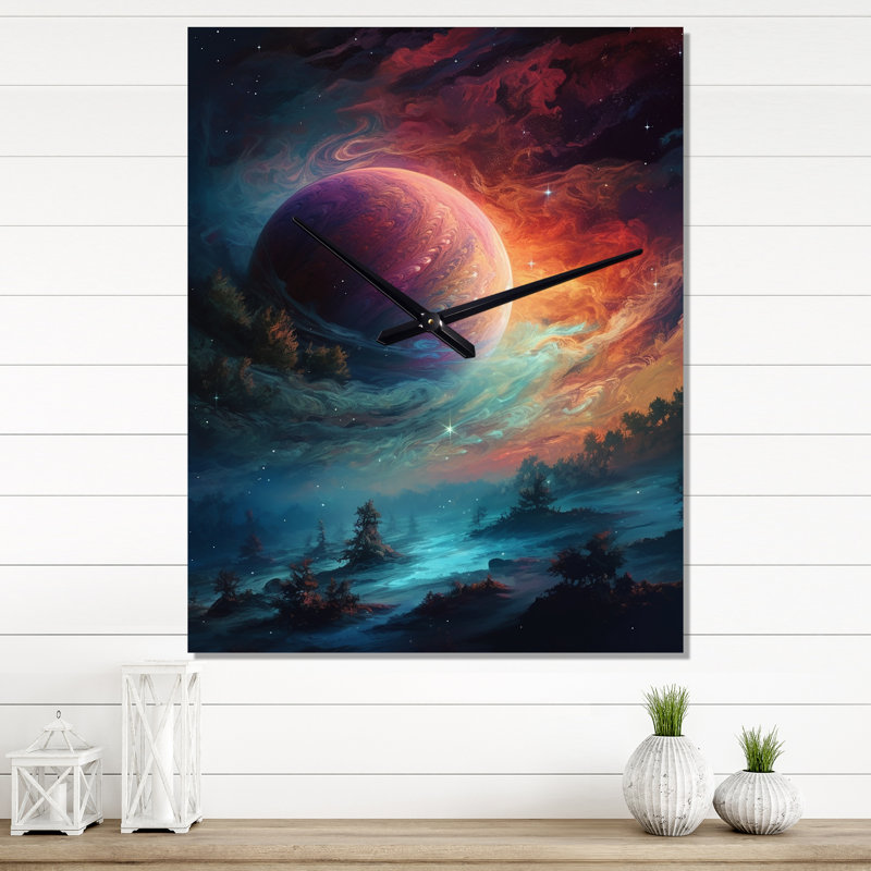 Khrystina - Space Wall Clock, 28" H x 12" W x 1" D