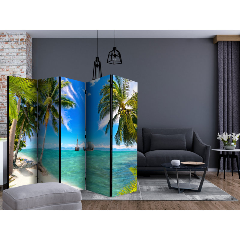 Swind 225cm W x 172cm H 5 - Panel Solid Wood Folding Room Divider