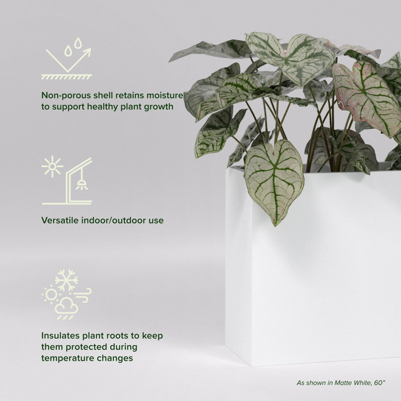 Greenline Fiberglass Alice Large Indoor/Outdoor Rectangle Planter -, 32" H x 16" W x 36" D, Matte White
