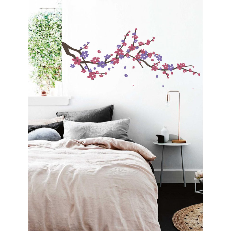 Adhésif décoratif cerisier en fleurs, 24" H x 60" lx 0.01" d, Brun / Rose / Mauve