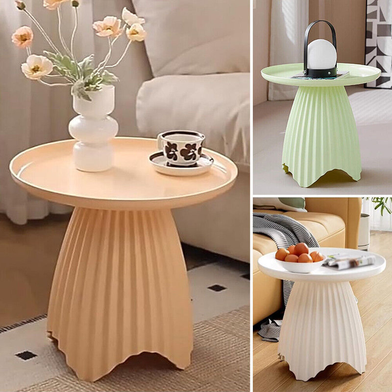 Round Coffee Table Living Room Side Table Bedroom Night Stand Plastic End Table Home Decor Leisure Table Balcony Table, Pink