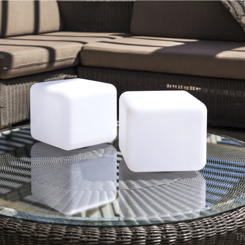 Dice Battery Powered Integrated LED Color Changing Outdoor Table Lamp, 5.5" H x 6.2" W x 6.2" D