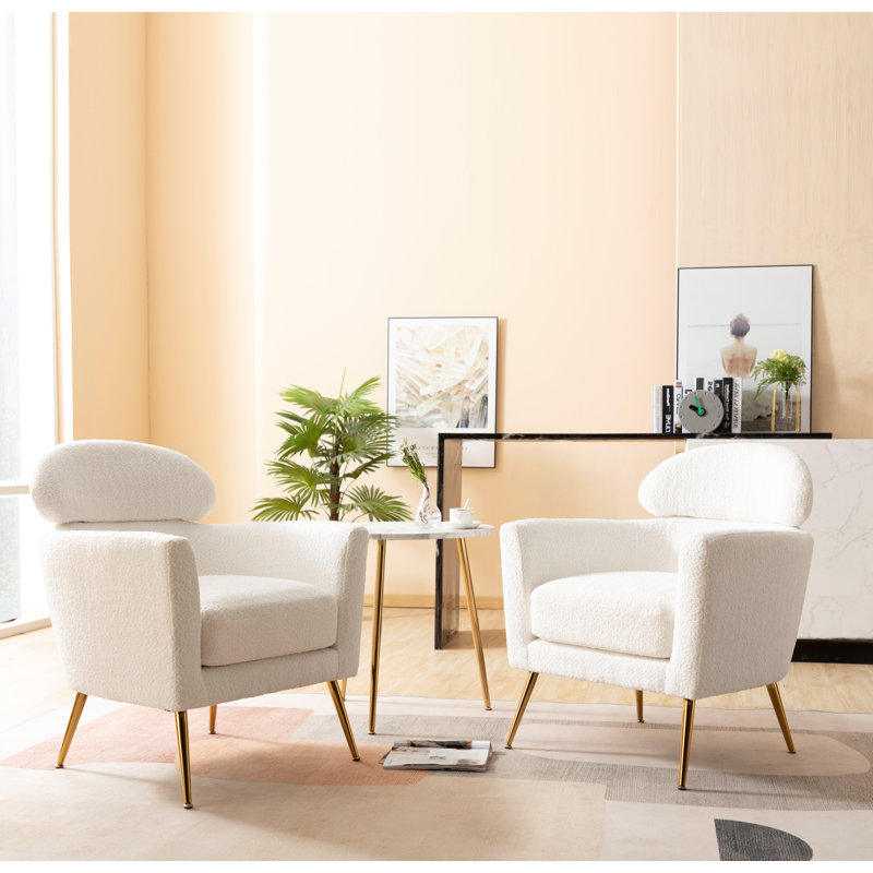 Fauteuil demi-tonneau Demetrius, Mélange de polyester blanc