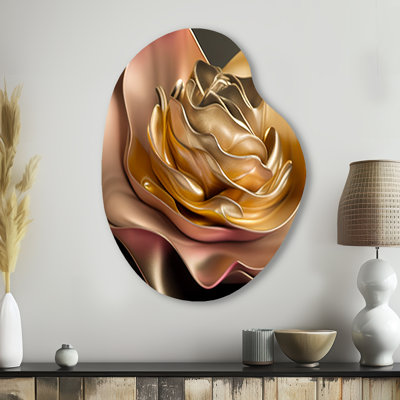 Art mural en métal asymétrique rétro rétro rose et or III - Floral