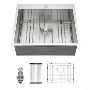 25"X22"X12" Stainless Steel Laundry Utility Sink Drop In Topmount 16 Gauge Deep Single Bowl Kitchen Sink Basin