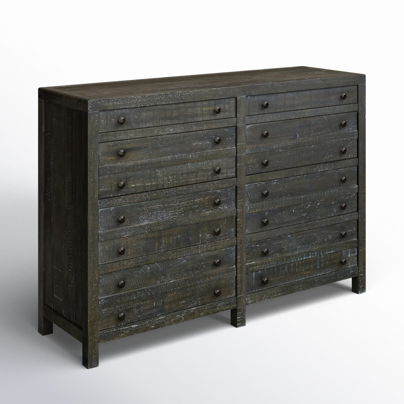 Commode double 8 tiroirs Randal, Gris