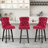 Modern  Swivel Bar Stools Velvet Barstools Button Tufted Bar Stools Rivet Trim Bar Stools for Kitchen Island,Bistro, with Metal Pull Ring Sturdy Footrest Large Backrest for Home Bar-759074644-759074635