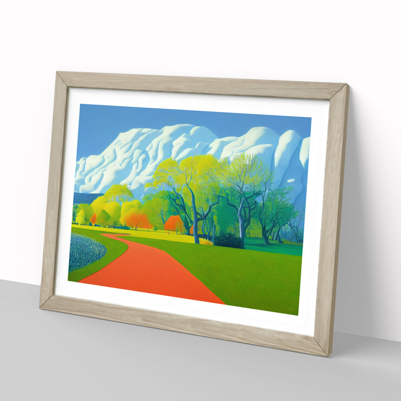 Spring Landscape Forest - Single Picture Frame Print, Oak, 46cm H x 64cm W x 2cm D