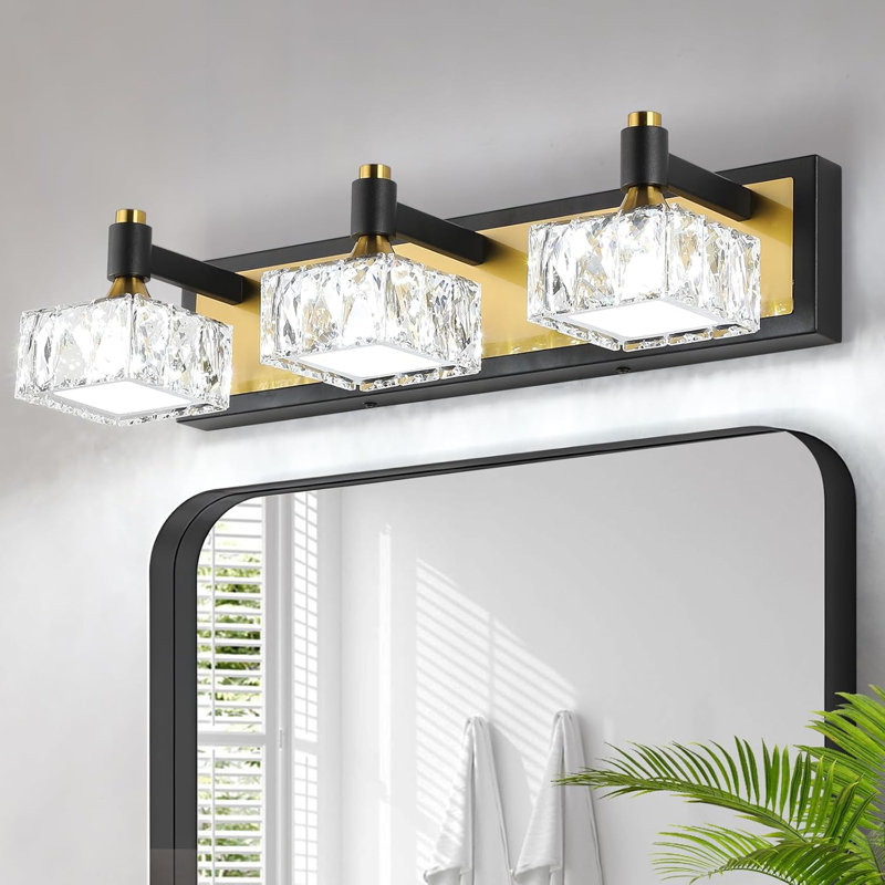 Luminaire de salle de bain à DEL à intensité variable avec abat-jour en cristal, applique murale moderne pour l'éclairage du jour, luminaire écoénergétique pour la salle de bain ou le salon
