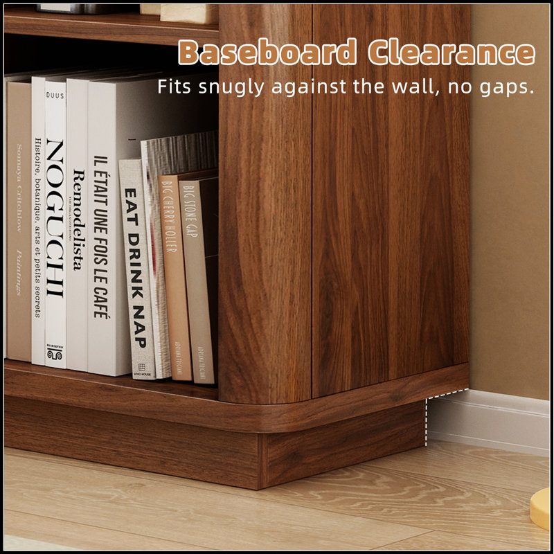 Bibliothèque à 6 cubes, tablette horizontale basse de 101,6 cm de large avec bord arrondi, bibliothèque en bois à 2 niveaux pour la décoration intérieure