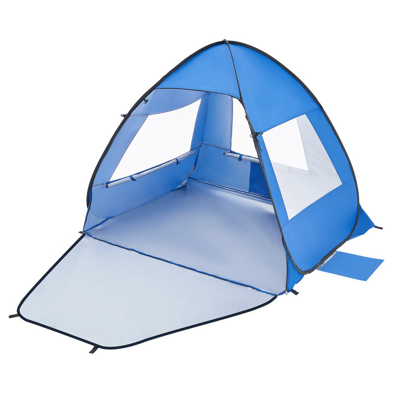 Abri de plage pour 2 personnes, protection UPF 50+, toile d'ombrage portable avec sac de transport et poches de sable, parasol de plage léger et facile à installer pour le camping