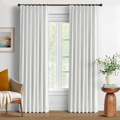 Rideaux 100% occultant en faux tissu de polyester avec 20 crochets pour la chambre à coucher / le salon (ensemble de 2 panneaux)