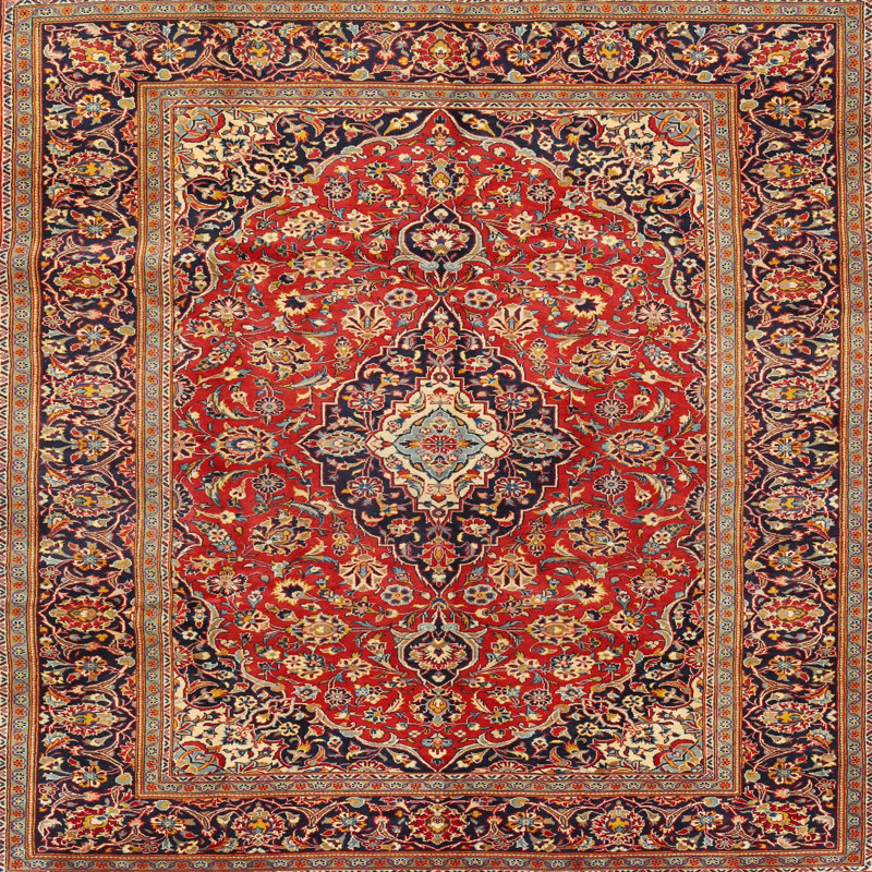 Tapis brun à motif oriental, Carré 6 pi