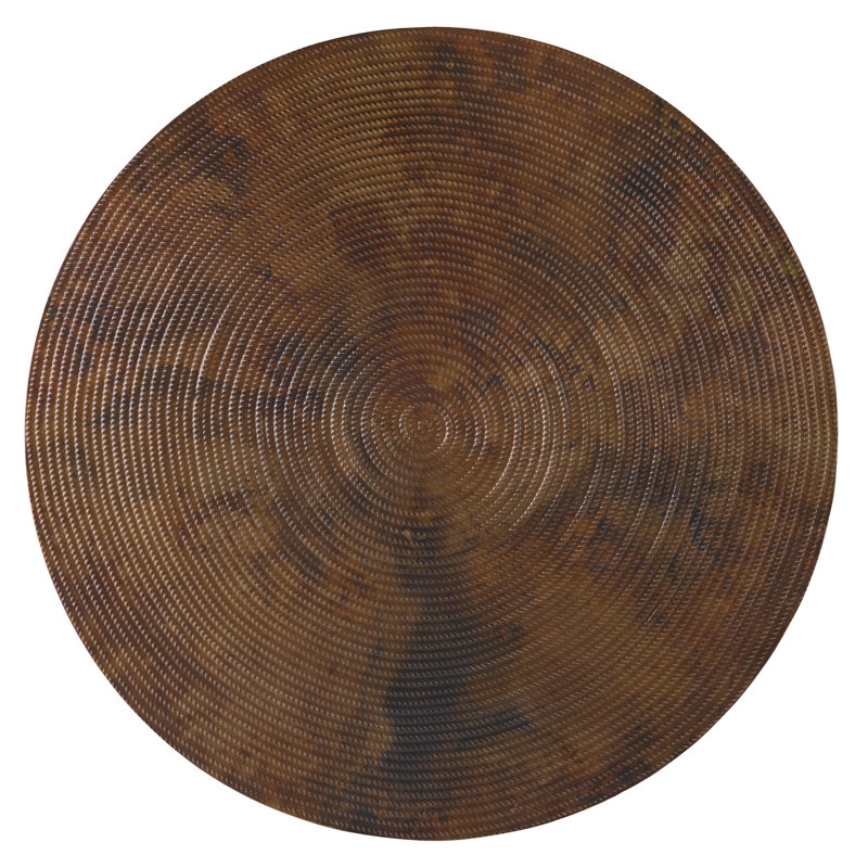 Parkcrest 35'' Round Brown/Black Metal Coffee Table with Aged Copper Top
