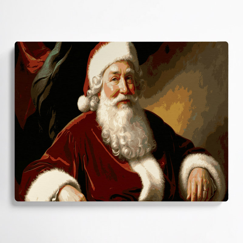 «Christmas Santa Claus Portraits», art mural en métal rouge, H 20 po x l 24 po