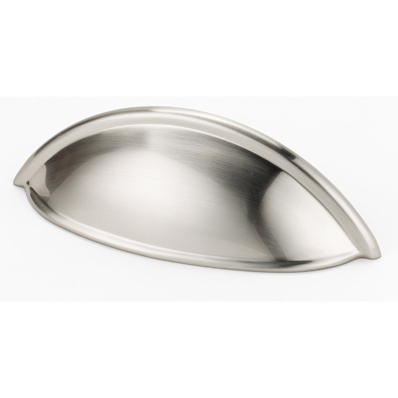 Poignée coquille contemporaine 3 1/2 po, Nickel satiné