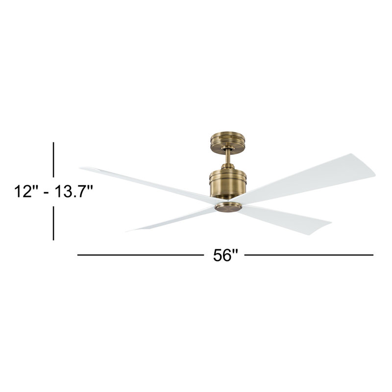 Launceton Downrod Ceiling Fan, Hand-Rubbed Antique Brass/Matte White