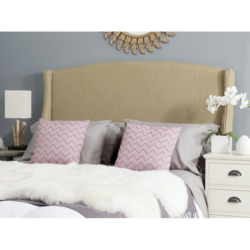 Hattiesburg Upholstered Headboard, Full, Beige Viscose Blend