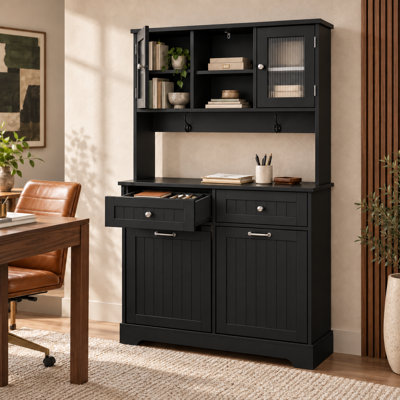 Armoire de cuisine avec tablettes réglables, pour la cuisine et le salon - Noir