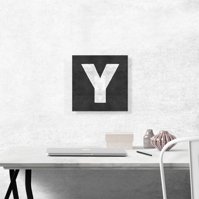 «Chalkboard Alphabet Lettre Y», reproduction d'art textuel sur toile tendue, H 12 po x l 12 po x P 0,75 po