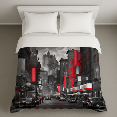Housses de couette noires et blanches Cityscape