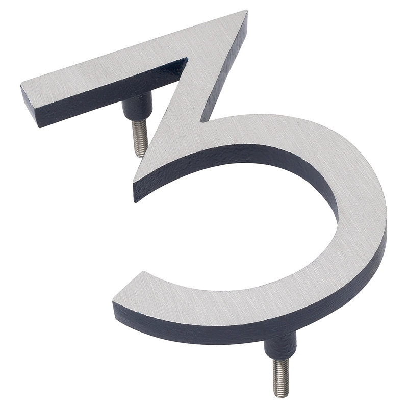 Numéro de maison à fixation flottante 12 po, Nickel satiné / marine, 3