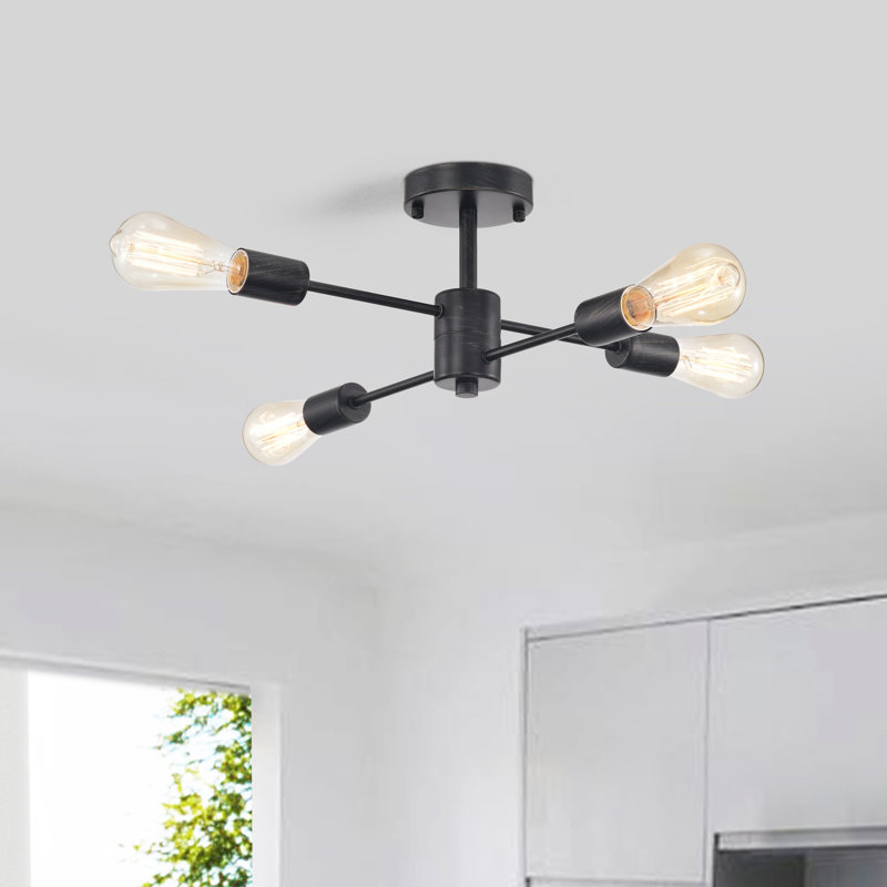 Theis 4 - Light 18" Sputnik Antique Black Unique Bulb Pendant