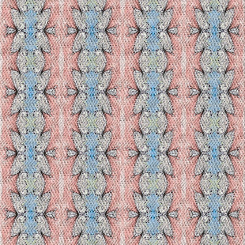 Rose géométrique/Tapis décoratif bleu, Carré 6 pi