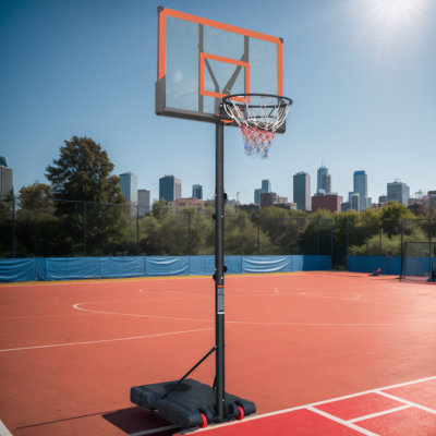 Portable Basketball Goal with Wheels - 44in Backboard, Height Adjustable 5.73-10FT for Indoor Outdoor Play