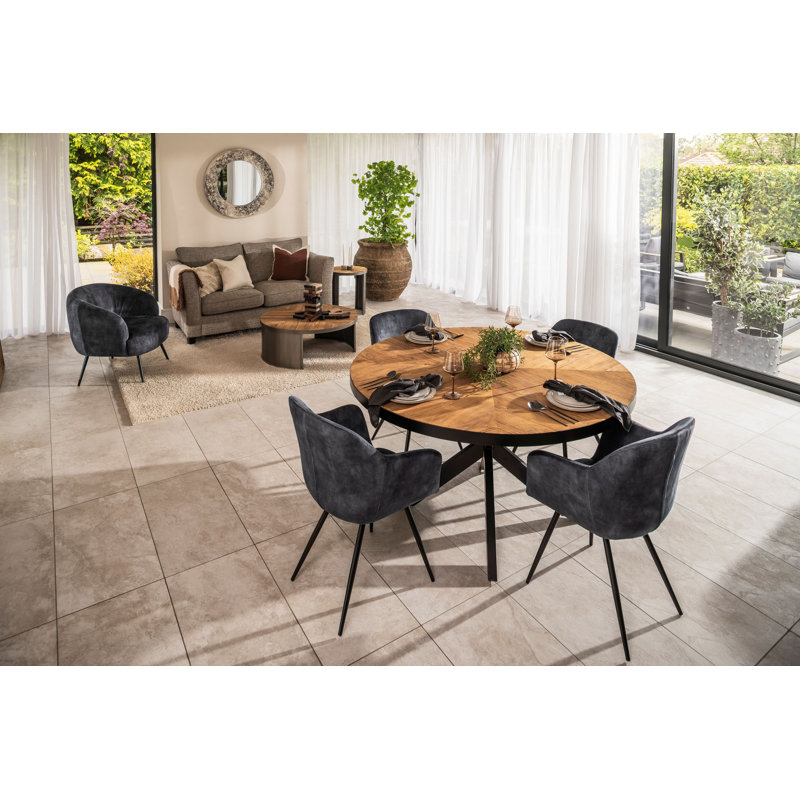 44cm H Velvet Upholstered Armchair, Charcoal