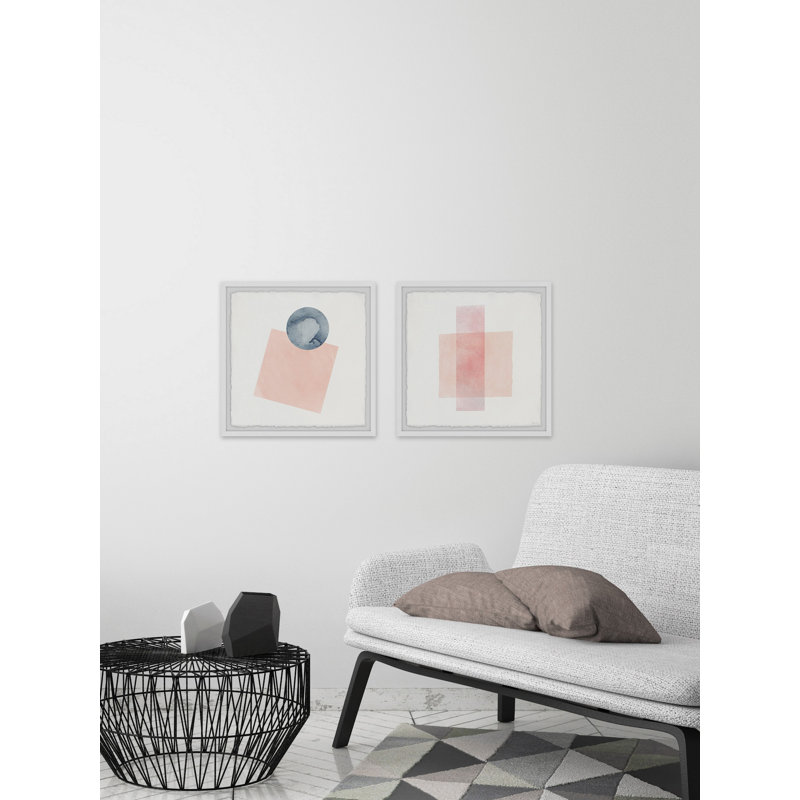 32" x 32" Abstract Canvas Art in Soft Pink and Blue
