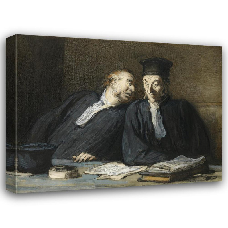 "Deux Avocat en conversation" par Honoré Daumier - Toile tendue avec châssis, H 40 po x l 28 po