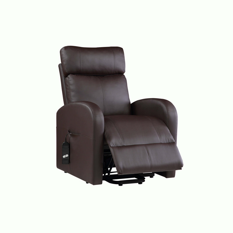 Fauteuil inclinable en polyuréthane avec lève-personne électrique, Brun