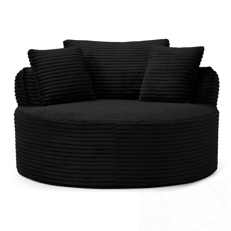 Velours côtelé avec 3 coussins, Noir